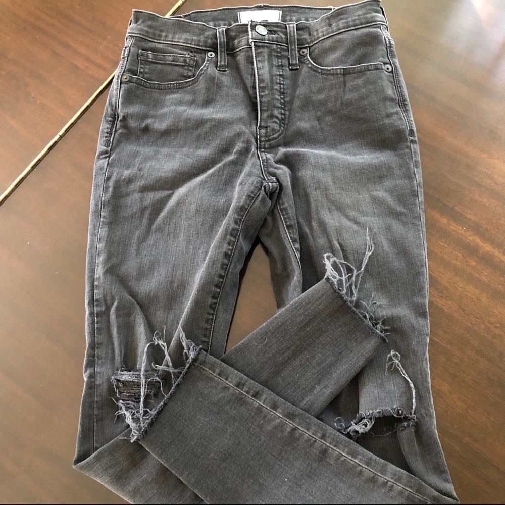 Madewell black distressed skinny jeans